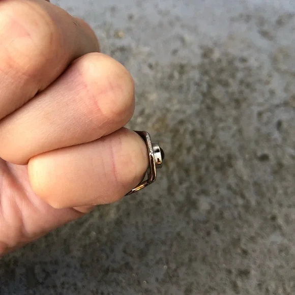 Silver Elongated Hexagon Ring with Peach Stone - Picture 7 of 15